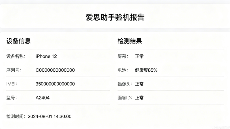 爱思助手验机报告界面